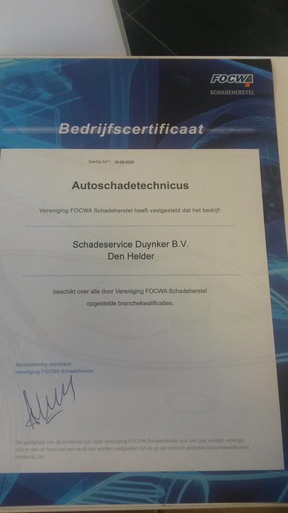 Certificaat autoschade technicus